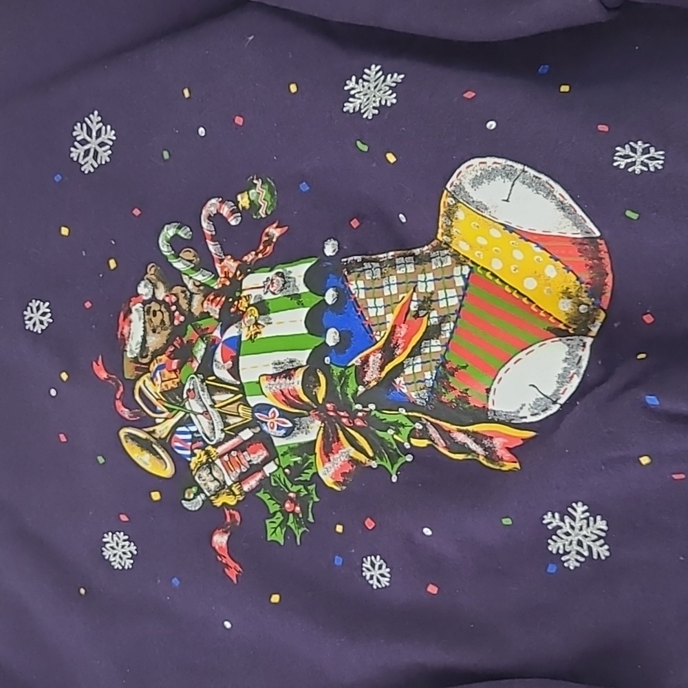 Unique Vintage image Chistmas sweatshirt Purple Excellent condition - Picture 3 of 7